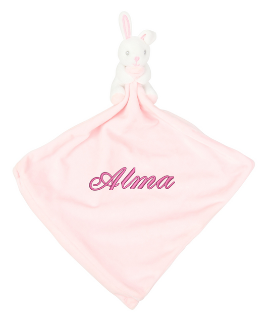 Nalle Snuttefilt Rosa med Broderat namn