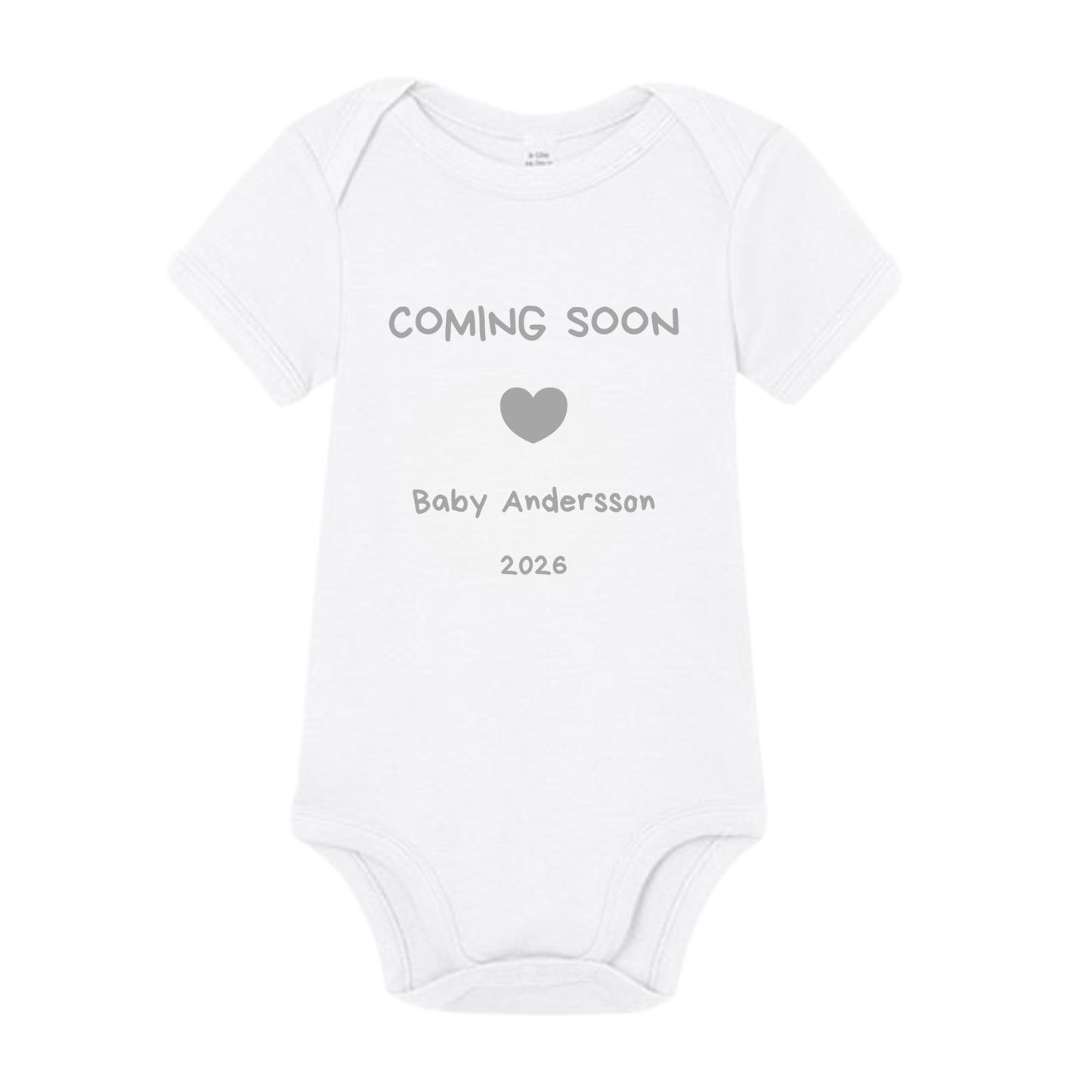 Babybody Personlig "Coming Soon 2026" kortärmad 0-3 månader