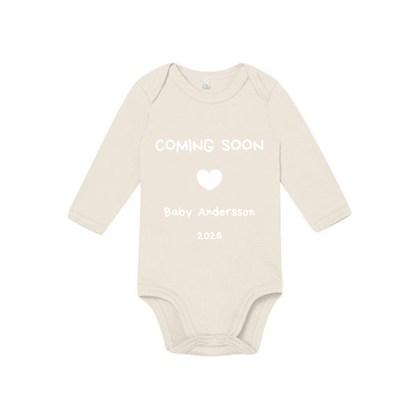 Babybody Personlig "Coming Soon 2026" långärmad 0-3 månader