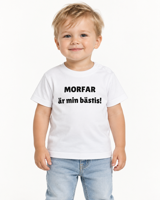 Barn t-shirt "MORFAR är min bästis!"