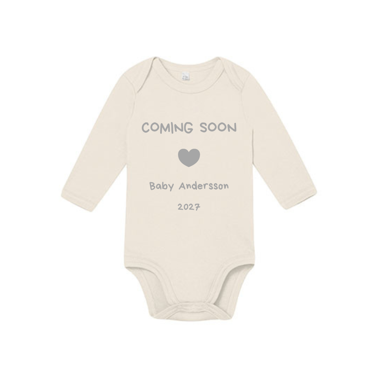 Babybody Personlig "Coming Soon 2027" långärmad 0-3 månader
