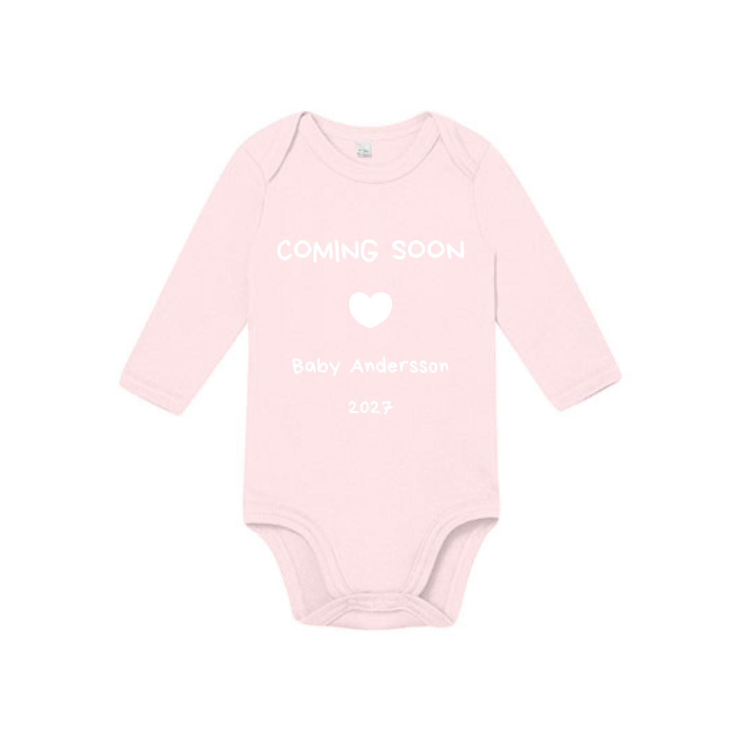 Babybody Personlig "Coming Soon 2027" långärmad 0-3 månader
