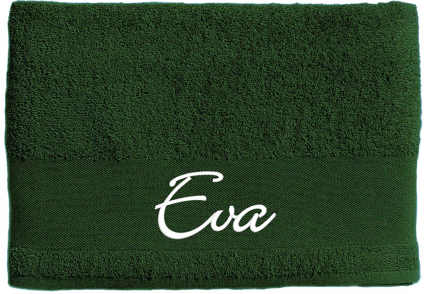 personlig handduk grön, broderad handduk med namn, handduk i bomull grön