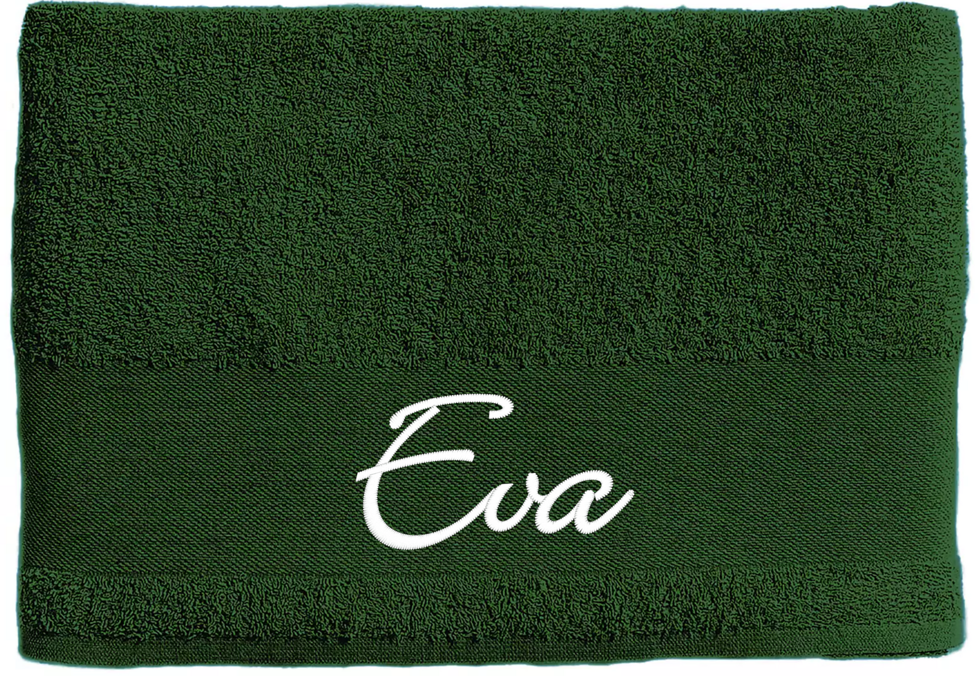 personlig handduk grön, broderad handduk med namn, handduk i bomull grön