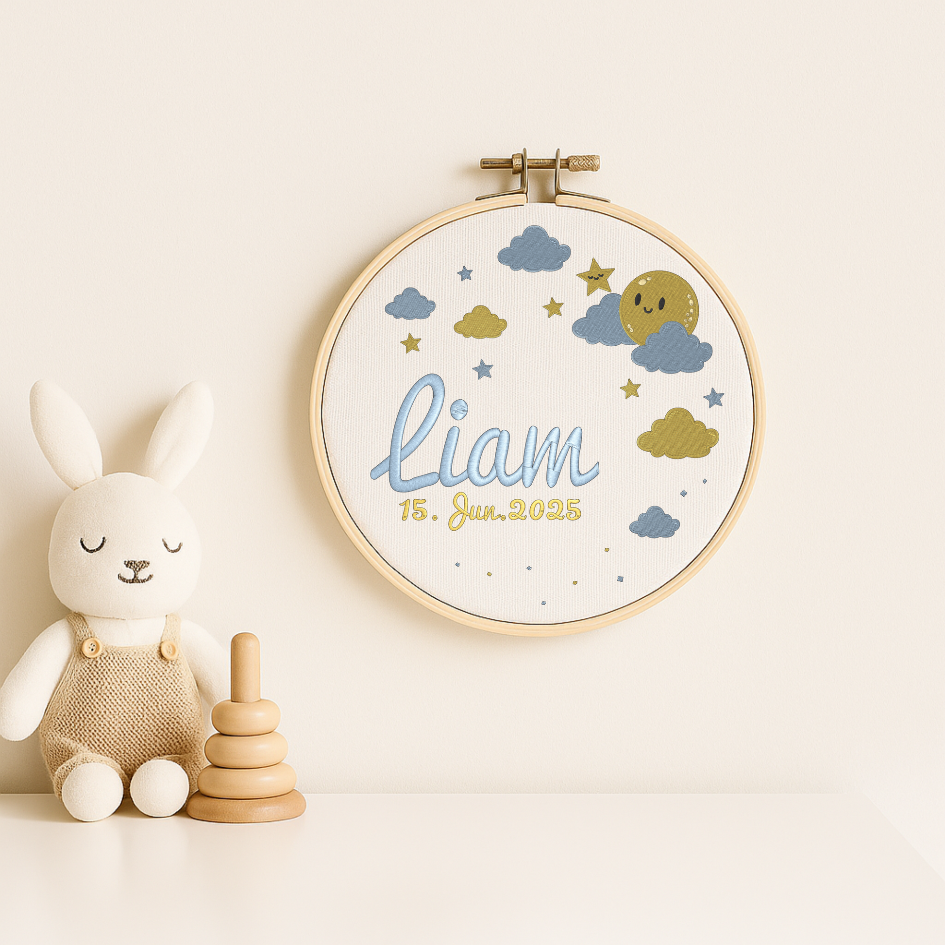 Personlig broderad födelsetavla 