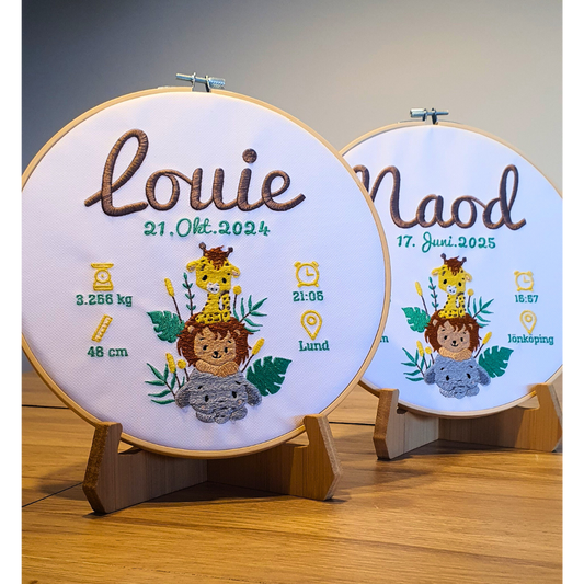 Personlig Broderad Födelsetavla Grön