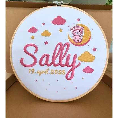 Personlig Broderad Födelsetavla Rosa