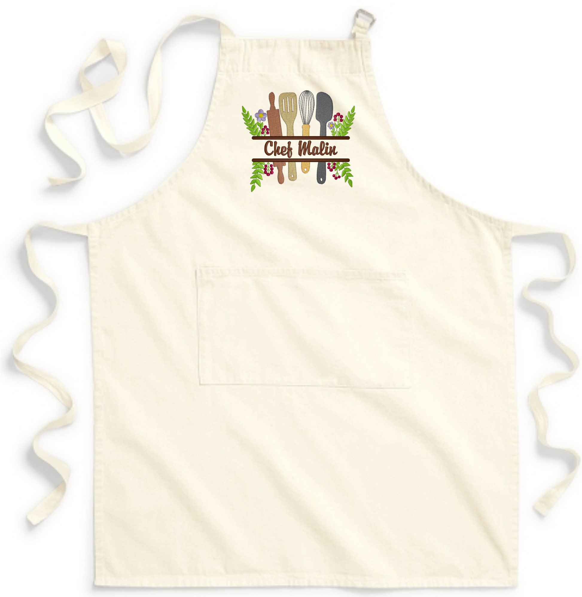 Personlig förkläde med broderad namn 