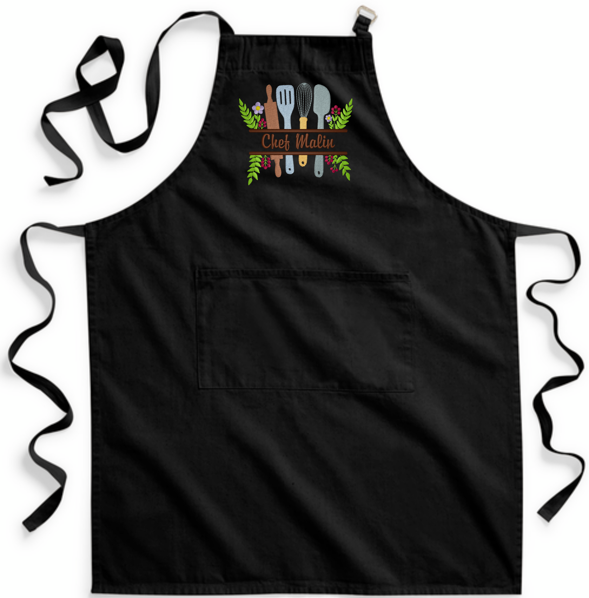 Personlig förkläde med broderad namn 