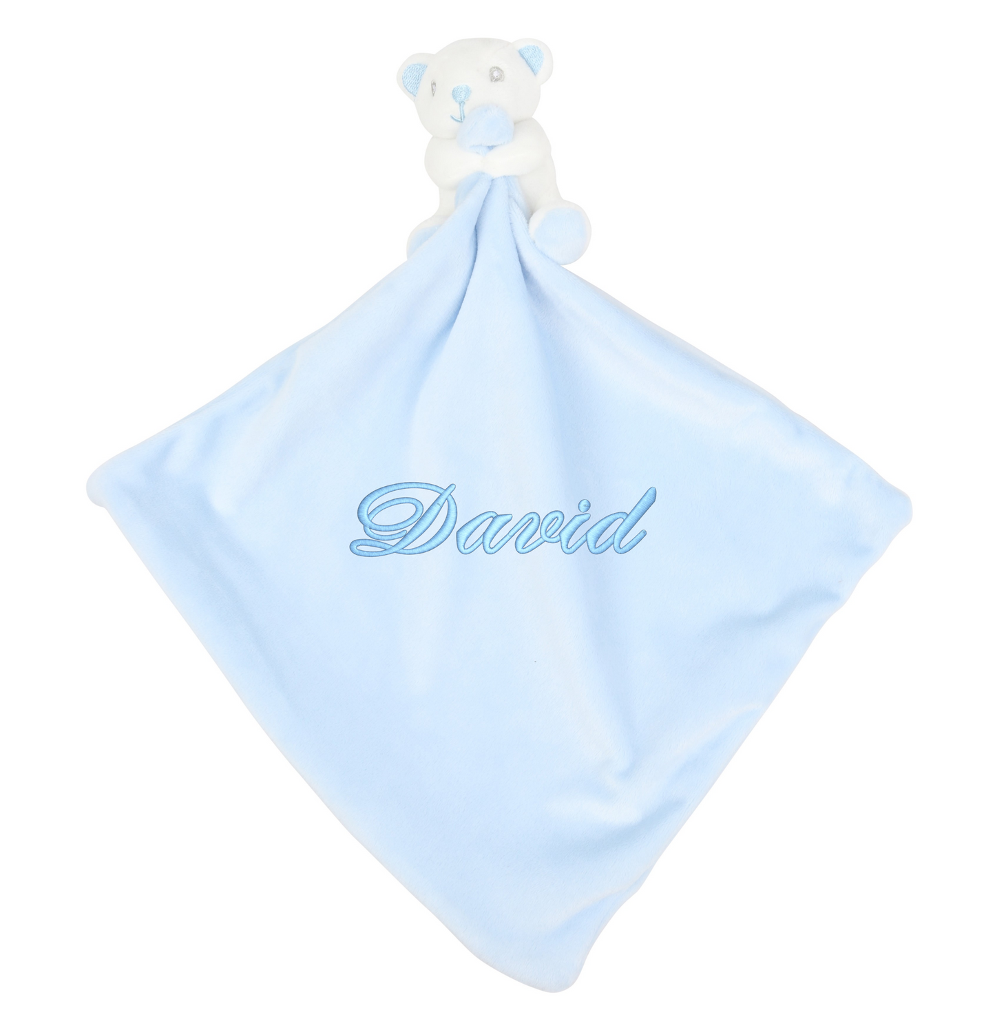 Nalle Snuttefilt Blå med Broderat namn