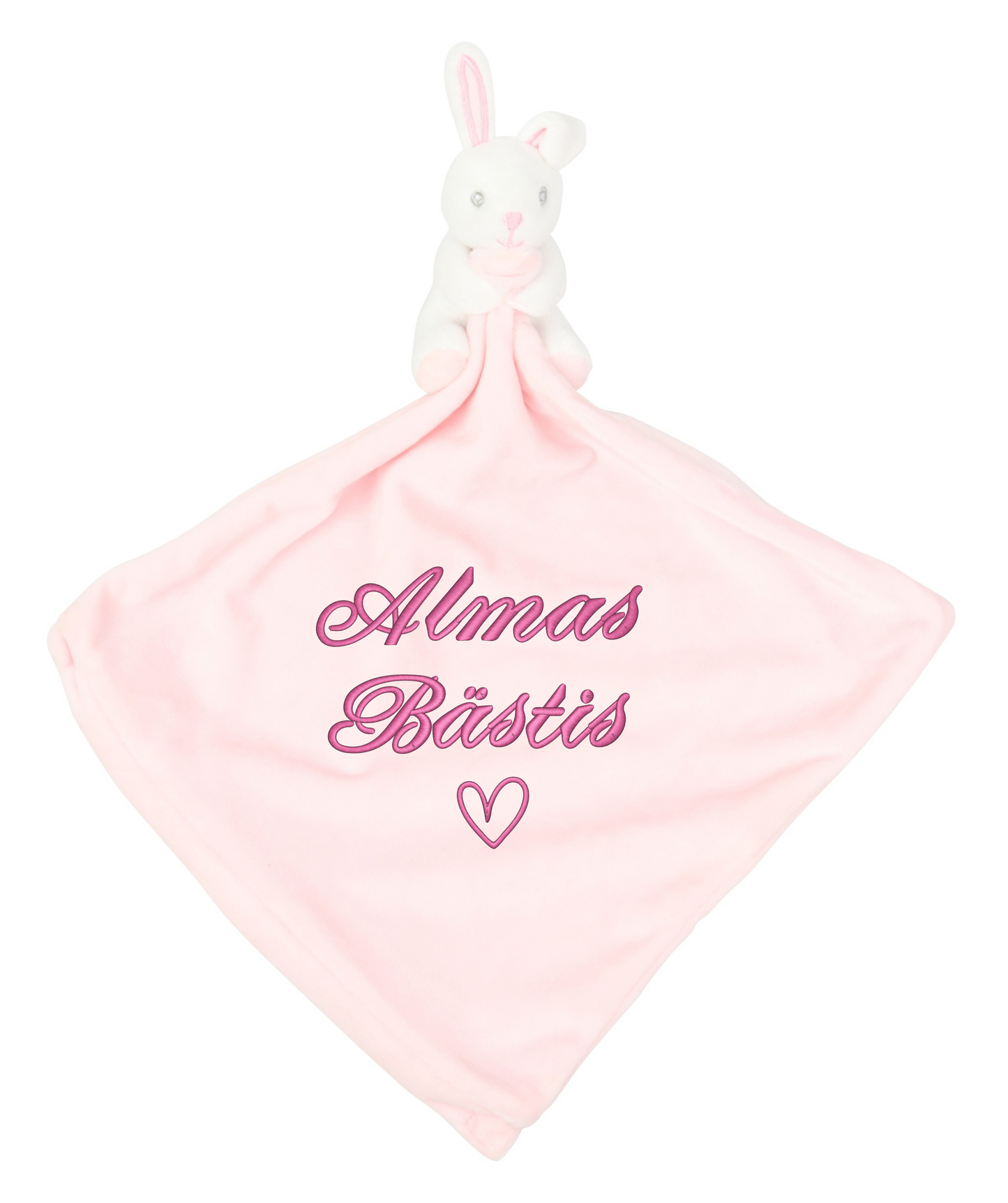 Nalle Snuttefilt Rosa med Broderat namn