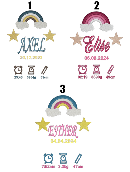 Personlig Broderad Födelsetavla 15x20 cm