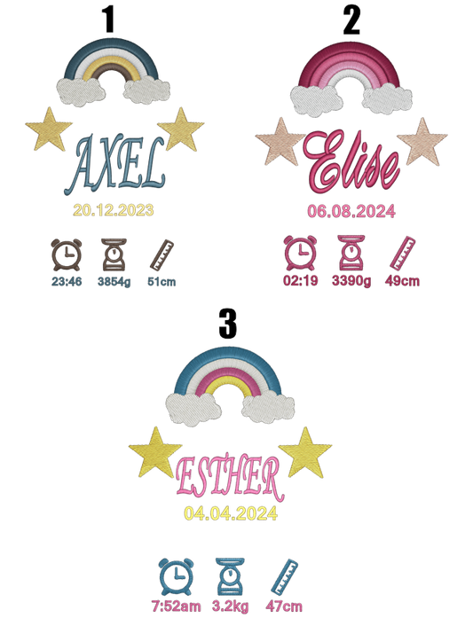 Personlig Broderad Födelsetavla 15x20 cm